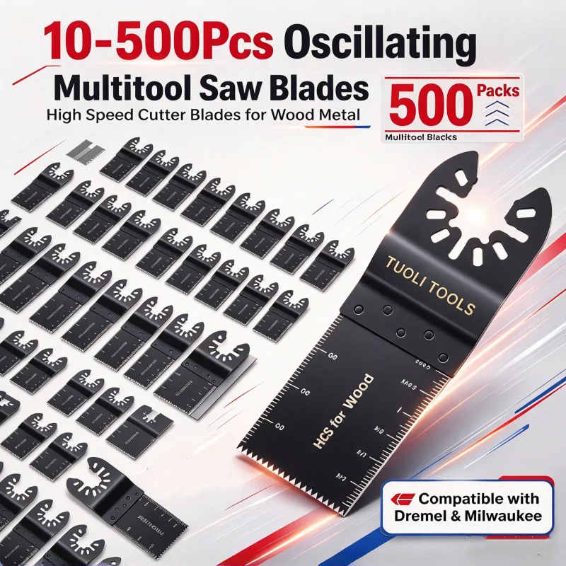 34mm Multitool Cutting Blades, 10-500Pcs Oscillating Saw Blades Set for Wood Metal, Fits Dremel Milwaukee Renovator
