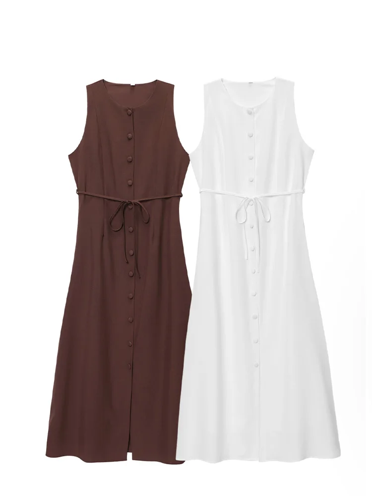 HH الصيف الإناث الصلبة أكمام عادية سليم مكتب ميدي فستان المرأة موضة جديدة واحدة الصدر الدانتيل تزيين فستان الحفلات