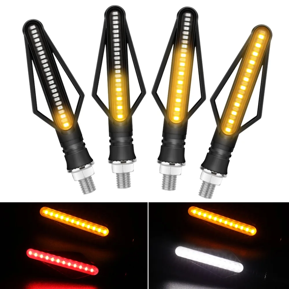 Motorbike Indicator Lamps License Plate DRL Moto Flasher Tail Brake Bulbs Motorcycle LED Turn Signal Lights White Yellow Red