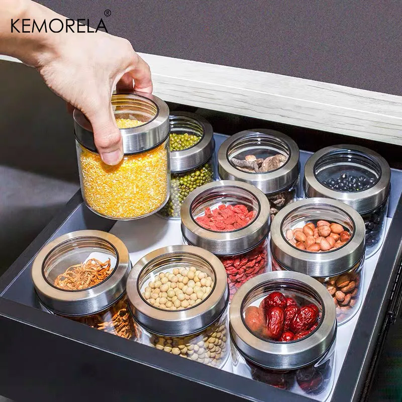 Transparent Coffee Storage Jar With Lid Creative Cylindrical Oatmeal Cereals Snack Glass Sealed Jar Household Storage Container