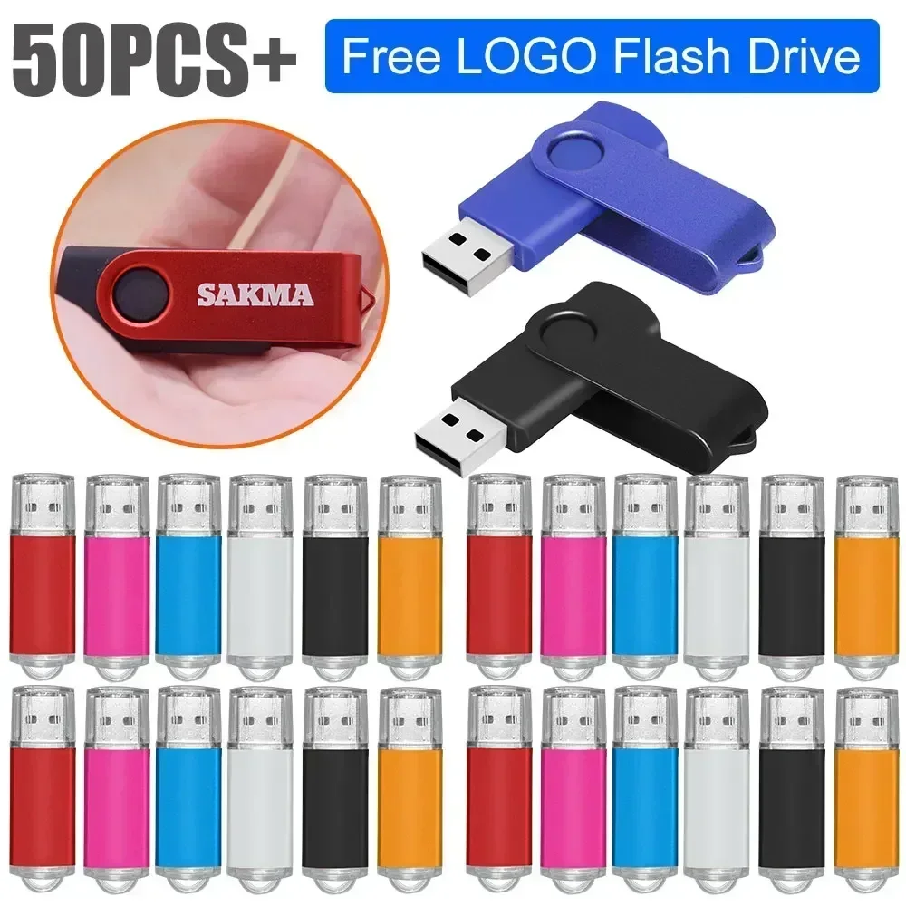 

50pcs/lot Free Custom Logo Metal Pendrive 2gb 1gb Business Gifts USB 2.0 Flash Drive 128mb 512mb 4gb Memory Stick Publicity