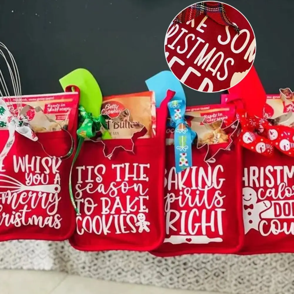 New Fabric Christmas Pot Rack Baking Mitts Red Durable Decorative Oven Mitts Funny Christmas Gift Packaging Christmas