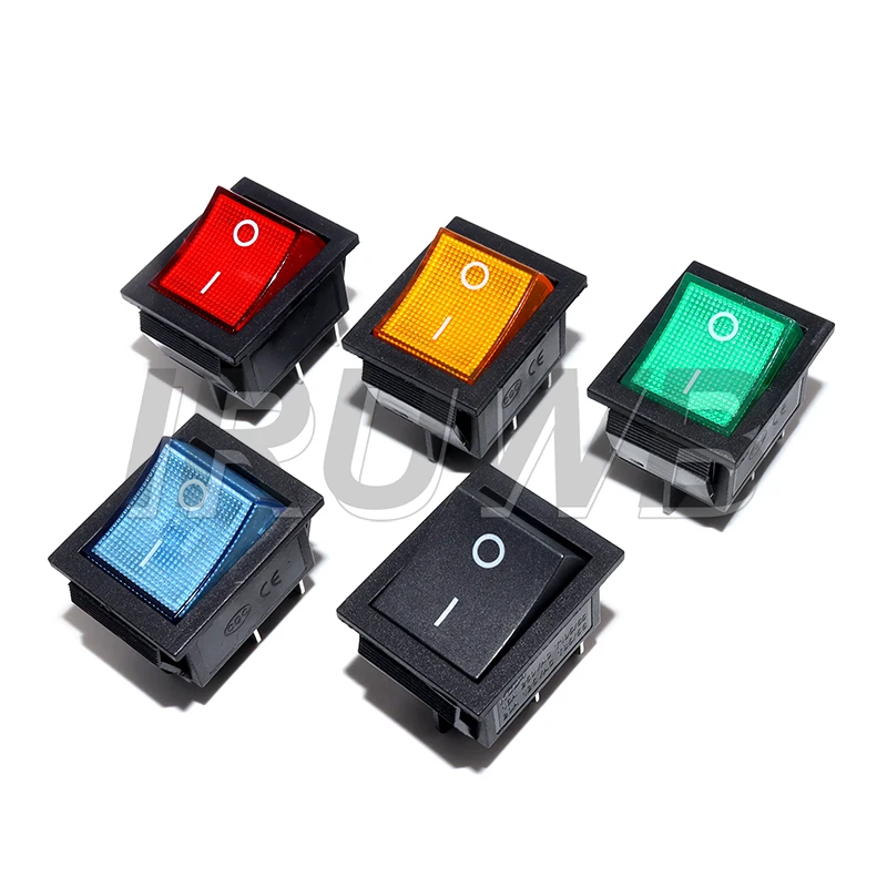 5Pcs 16A 250VAC 20A 125VAC KCD4 Latching Rocker Switch Power switch I/O 4 Pins with Light
