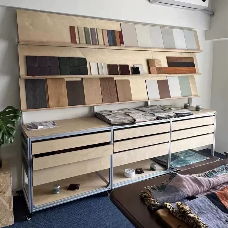Birch Ocean Panel Aluminum Profile Display Shelf Shelf Storage Exhibition Bookshelf File Drawer Display Sample Nakajima Tai