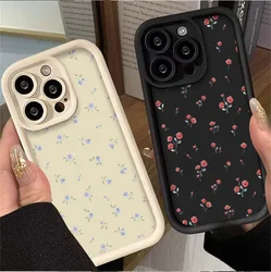Purple Fragmented Flowers Phone Case for iPhone 14 15 Pro Max 13 12 11 X XS XR 7 8 Plus SE 2020 Matte Printing Silicone Cover