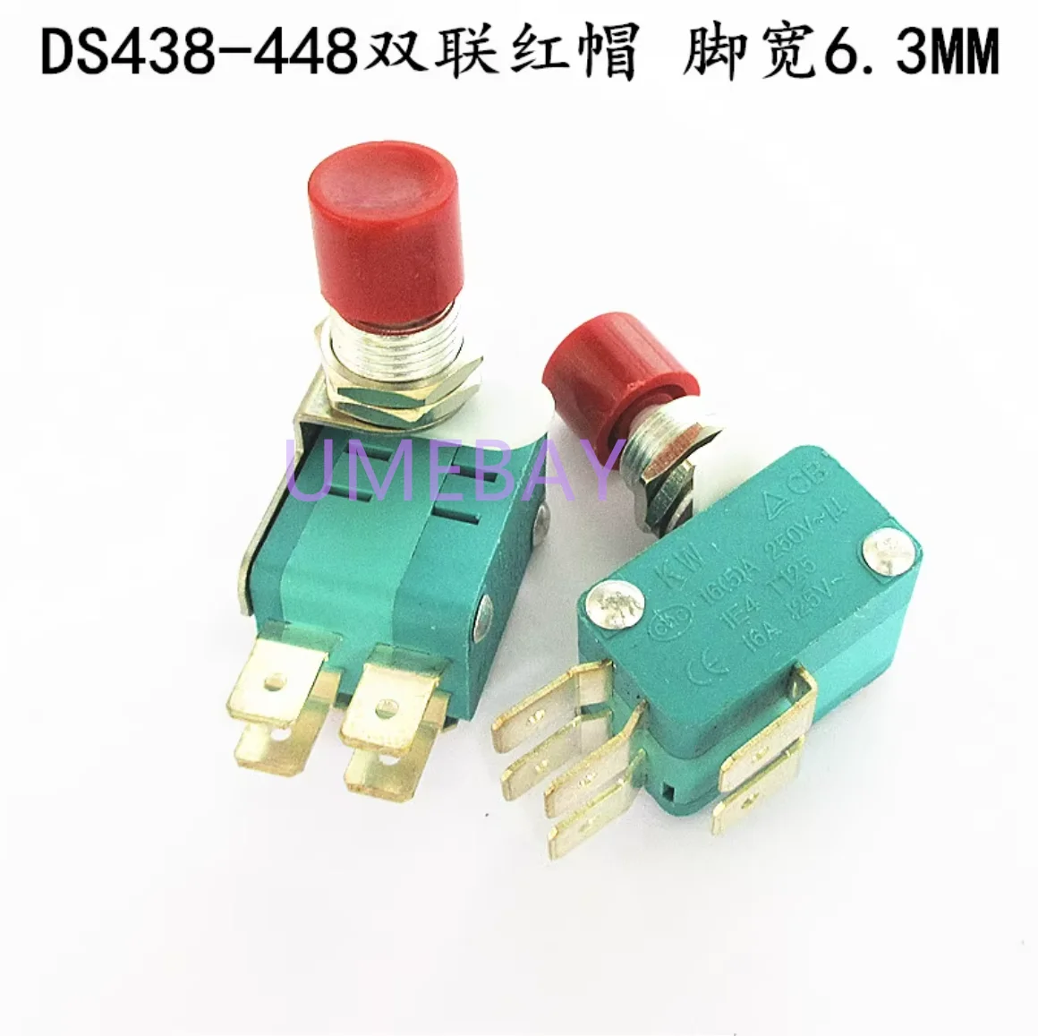 10PCS /  DS438-448 Red/Green Hat Self Reset Inching Button Microswitch Opening 12mm Foot Width 4.8 6.3