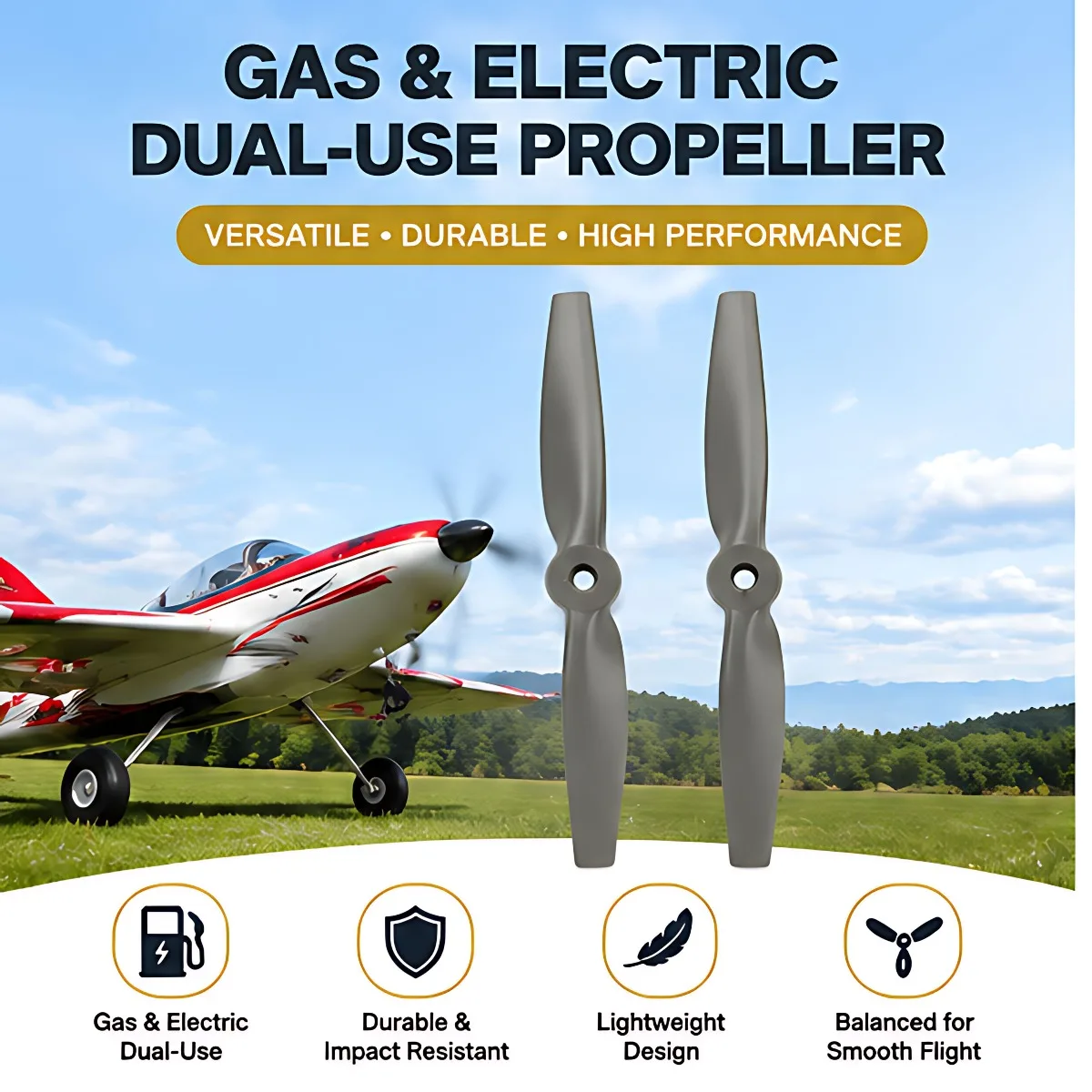 8x4 10x4 Gas/Electric Propeller for RC Airplane Fixed Wing Glow/Nitro/Brushless Motor