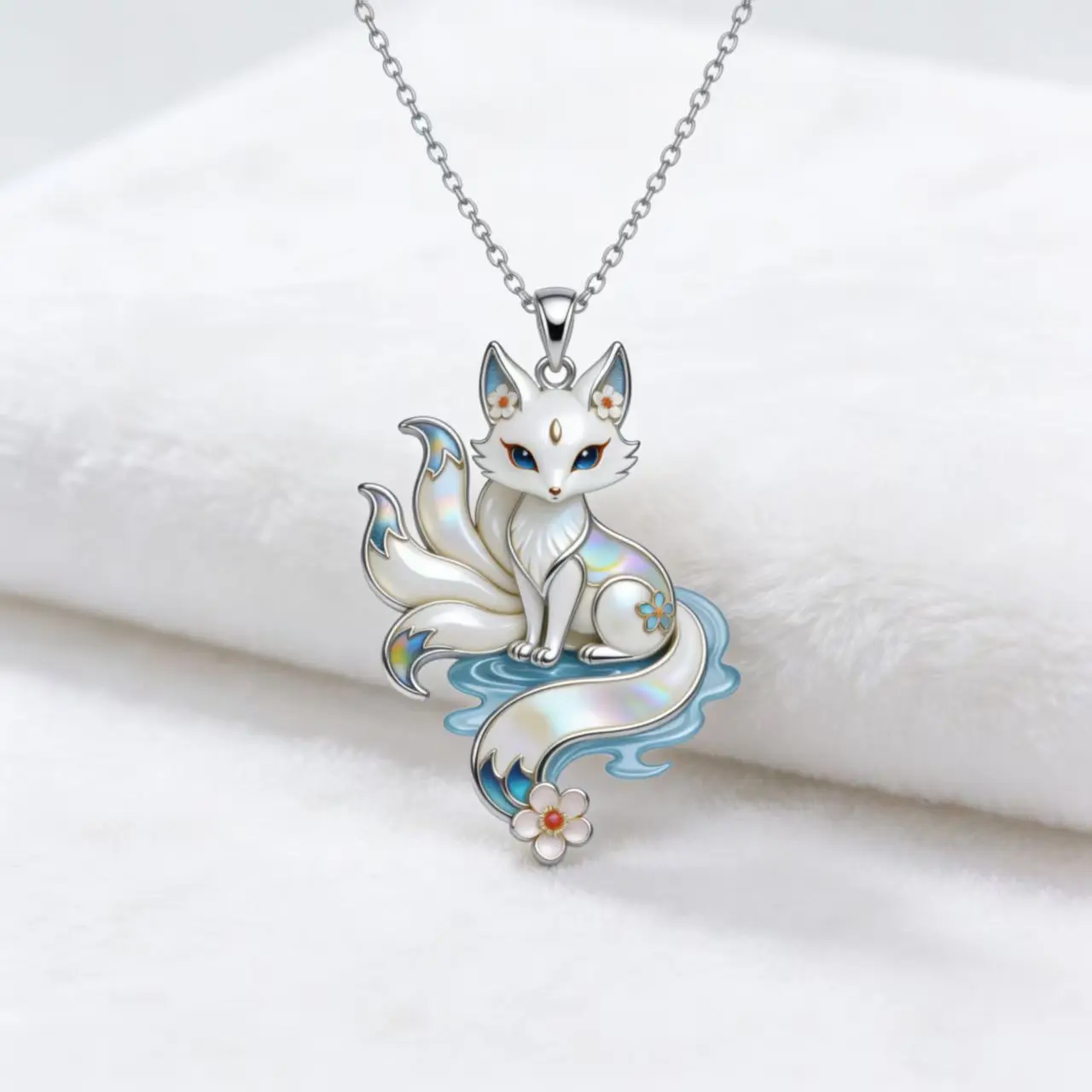 

Exquisite Enamel Nine-Tailed Fox Necklace Trendy Cartoon Animal Pendant Fashion Jewelry Gift for Her