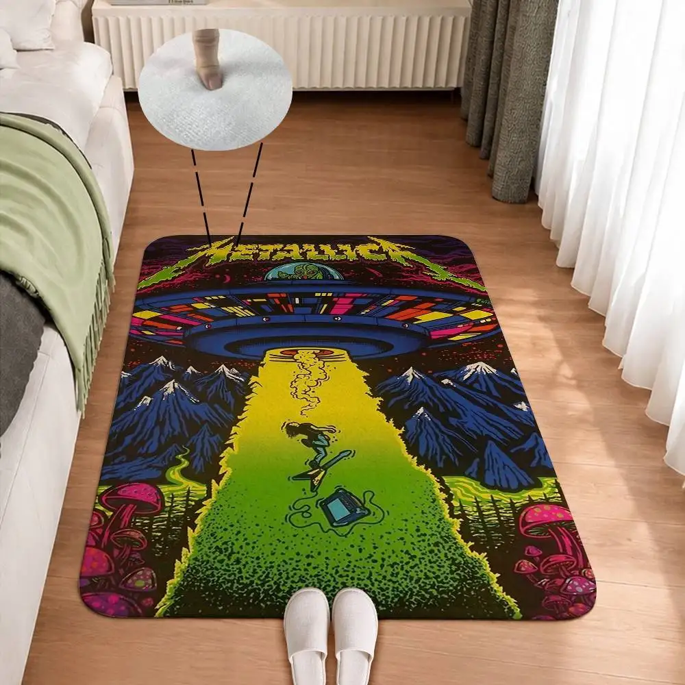 Thrash Metal M-Metallica Band 72s Home Decor Short Plush Floor Mat, Non-Slip & Easy to Clean for Multi Doorways