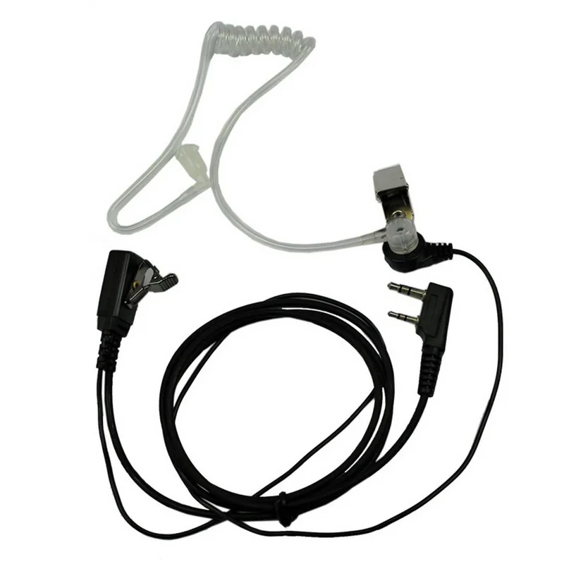 2 Pin PTT MIC Headset Rahasia Akustik Tabung In-Ear Earpiece untuk Kenwood TYT Baofeng UV-5R BF-888S CB Radio Aksesoris