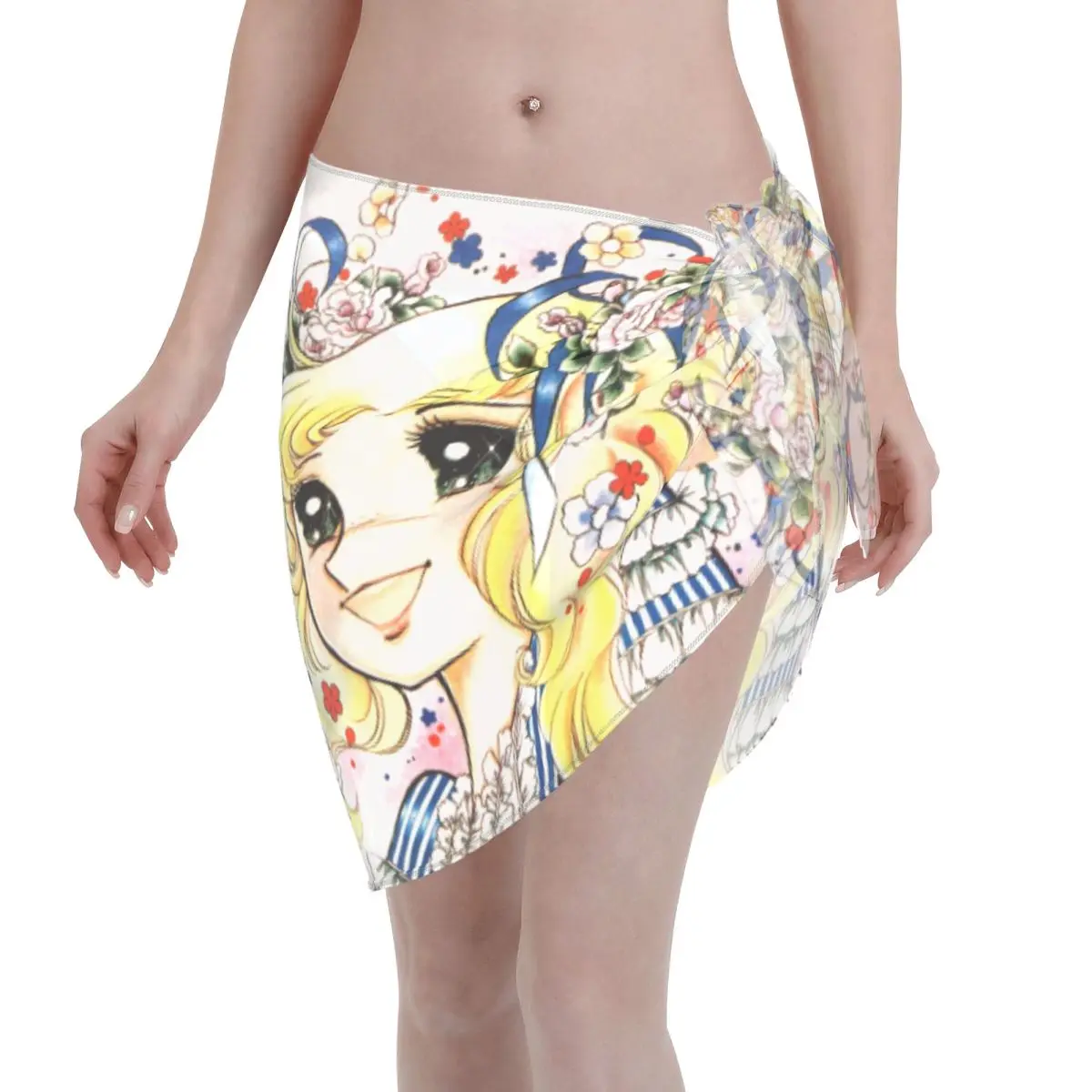 

Custom For Swimwear Candy Candy Women Short Sarongs Beach Wrap Beach Bikini Wrap Japan Anime Manga Sarongs Swimsuit Coverups