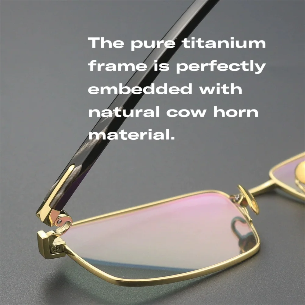 EYELUYAN الجاموس القرن والتيتانيوم كامل حافة إطار نظارات الرجال موضة الأعمال نمط قصر النظر إطار نظارات بصرية عالية الجودة #1