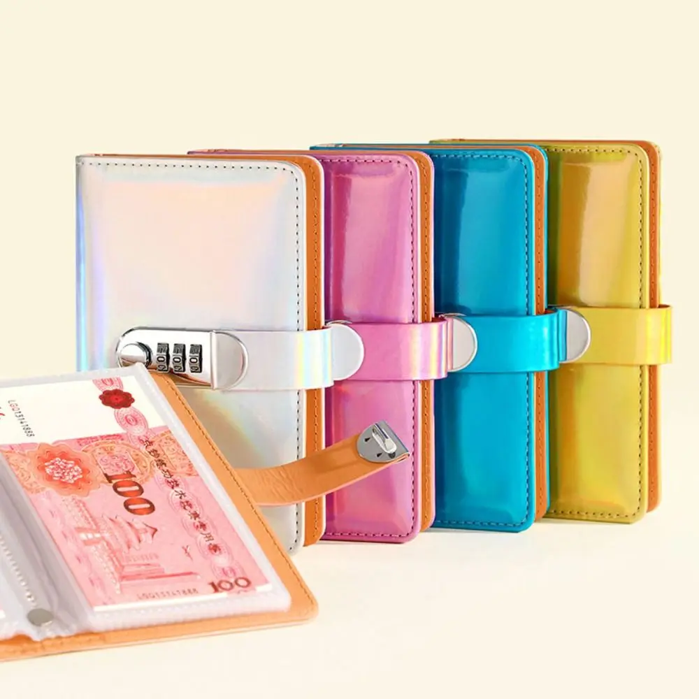 50Sheets Savings Book with Password Lock Laser Dual Sided Budget Binder Portable Refillable Account Book New Year's Gift