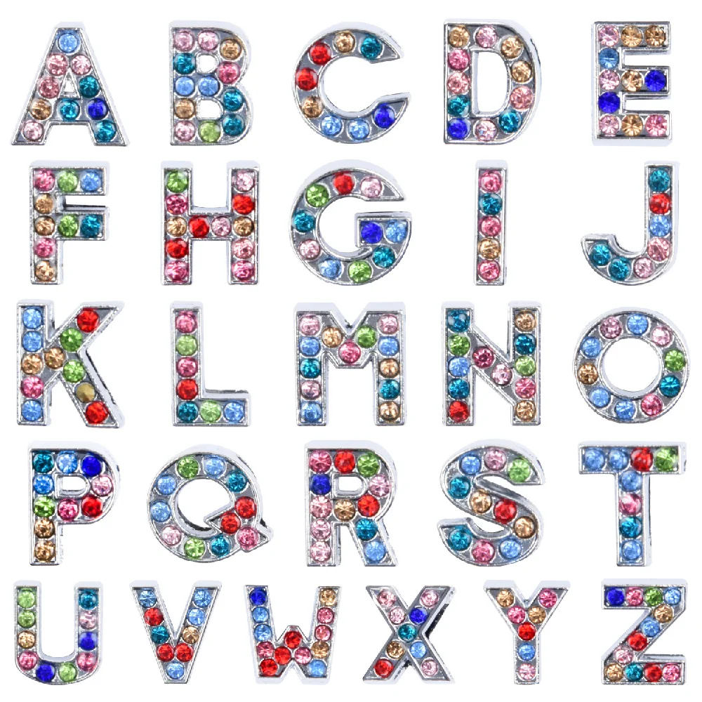 

Best Sale Colorful Letter Shoes Decorations Bling Rhinestone Shoe Charms Shiny ABC Alphabet Bright Bracelet Accessories