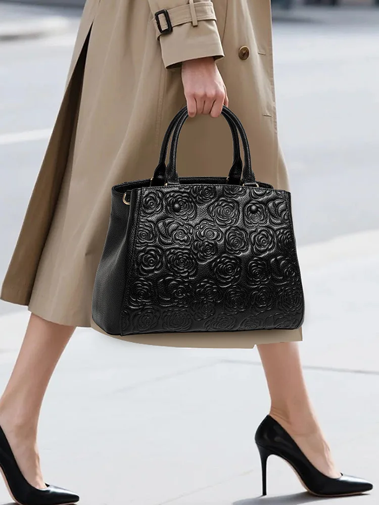 First Layer Cowhide Women Bag New 2026 Popular Genuine Leather Women's Bag Handbag Women's Large Capacity Shoulder Messenger Bag