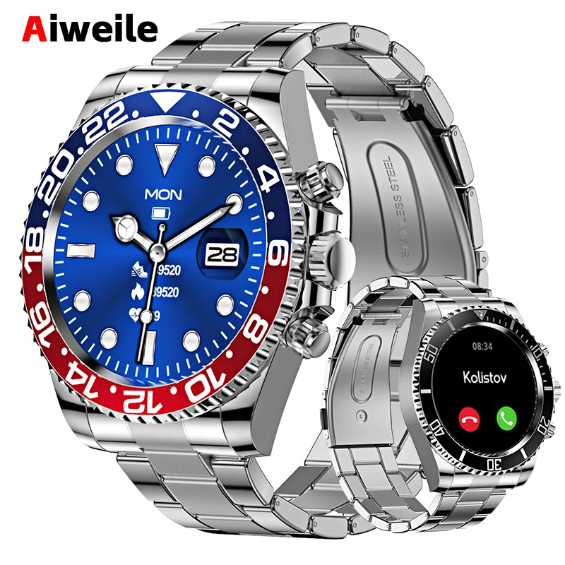 Aiweile AW12 Pro inteligentny zegarek mężczyźni wysokiej klasy męski Smartwatch dla androida Xiaomi połączenie Bluetooth Rolexxxx Design kopiuj