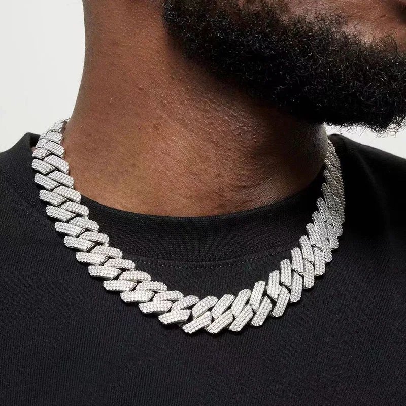 Good Price Of Fashion Style Ablaze 925 Silver Man Necklace Thick Link Chain Hinge Link Necklace For Adult Male