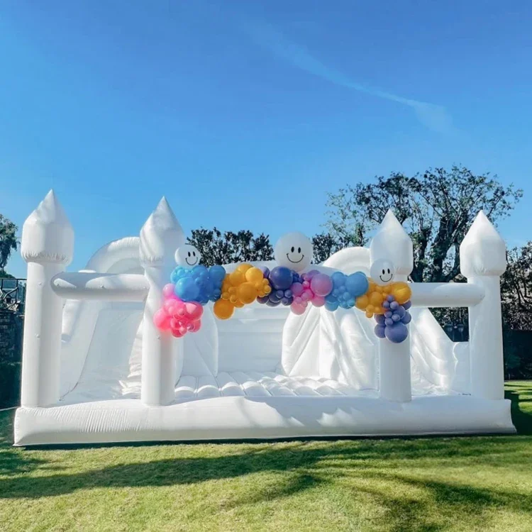 Wedding party white bounce slide inflatable jumping bounce castle inflatable bouncer