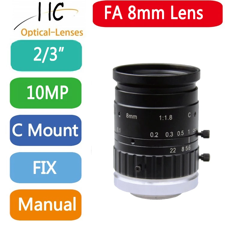 

0818M10M 10 Mega Pixel C-Mount 8mm 2/3" FA / Machine Vision fixed focal length lenses Industrial camera Lens