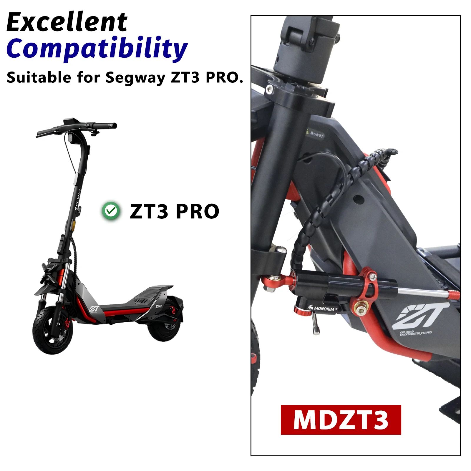 

Monorim MDZT3 for Segway ZT3 pro series damper steering, High-speed Stabilizer,mount with MZ3 front suspension