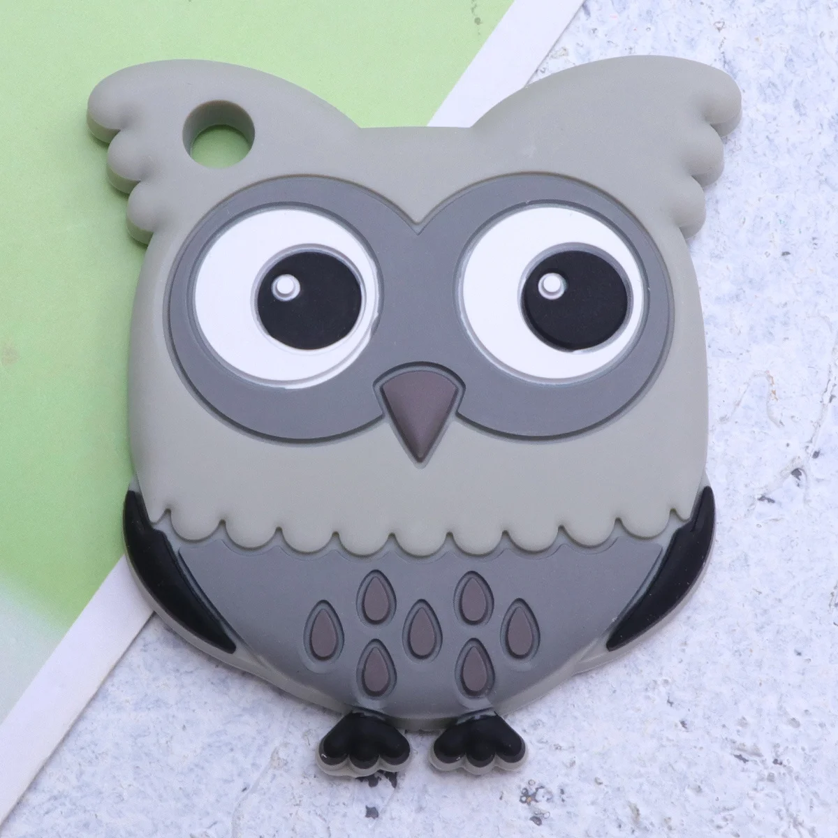 Mordedores de silicona para bebé, forma de búho Animal, suave, duradero, infantil, gris, juguetes educativos para masticar, chupete
