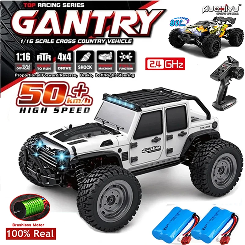 1:16 80km/h Brushless RC Drift Car With LED Lights 4 Wheel Drive RC Car Off Road 4x4 Remote Control Truck Drift Toys for Kids