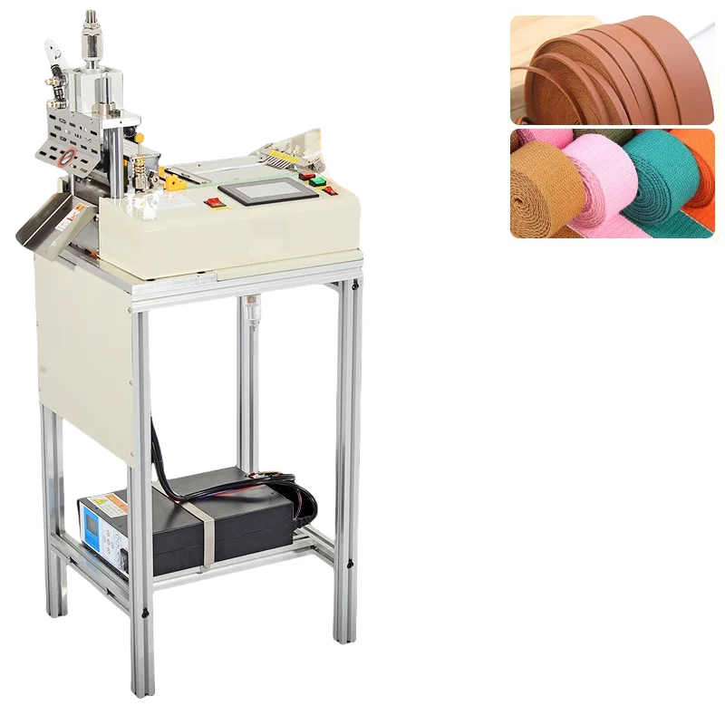 Small Automatic Ultrasonic Tape Cutting Machine for Fishtail Bow Dovetail Ribbon Gift Jewelry Belt Bevel Cutting Machine