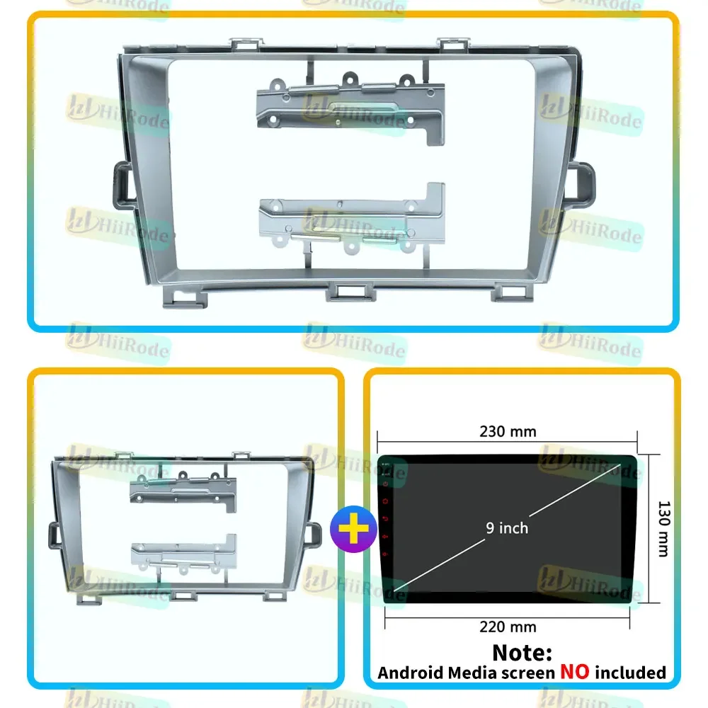 Hiirode Car Android Radio Stereo Player Frame Fascia For Toyota Prius XW30 2009-2015 Panel Power Cable Wiring Harness Canbus