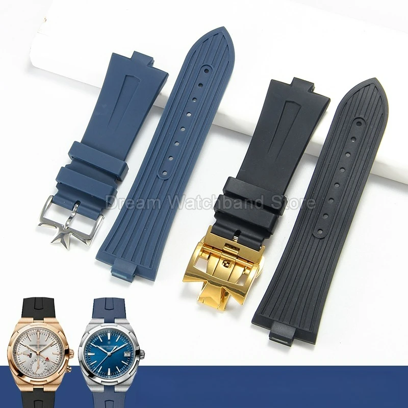 For Vacheron Constantin Overseas 47040 47450 49150 Lightweight Anti Aging Flexible Wear Resistant Rubber Watch Strap Convex