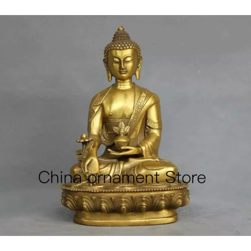 

8" Tibet Pure Bronze Medicine Buddha Bhaisajyaguru Statue