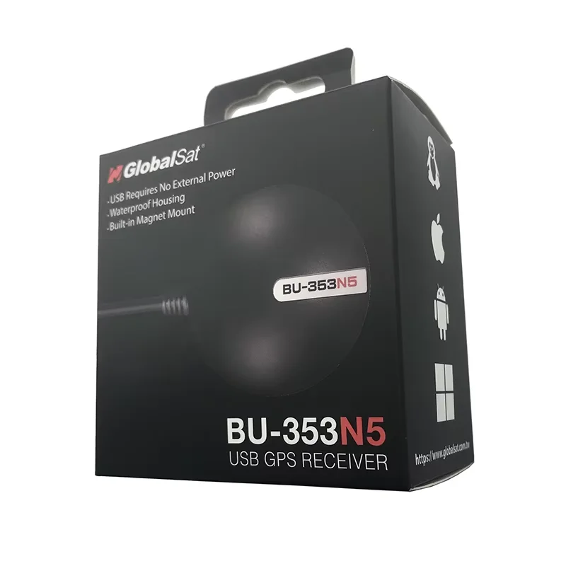 2026 GlobalSat BU-353N5 USB GPS Receiver G-Mouse Magnetic Replacement for BU-353S4, MediaTek AG3335MN/SiRF Star IV Support GPS G