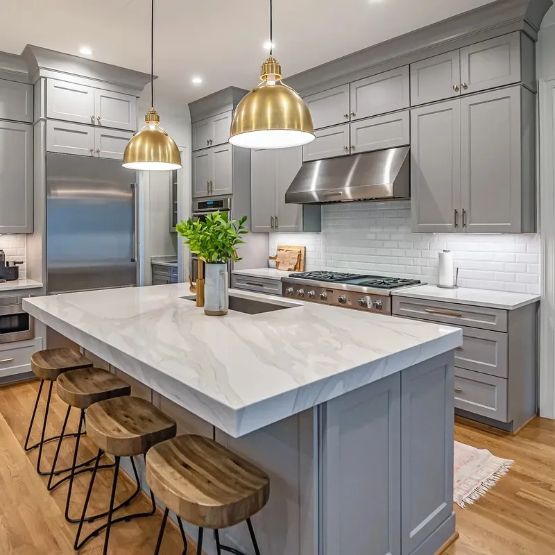 Home Style Kitchen Island with Granite Top Flat Pack 3D