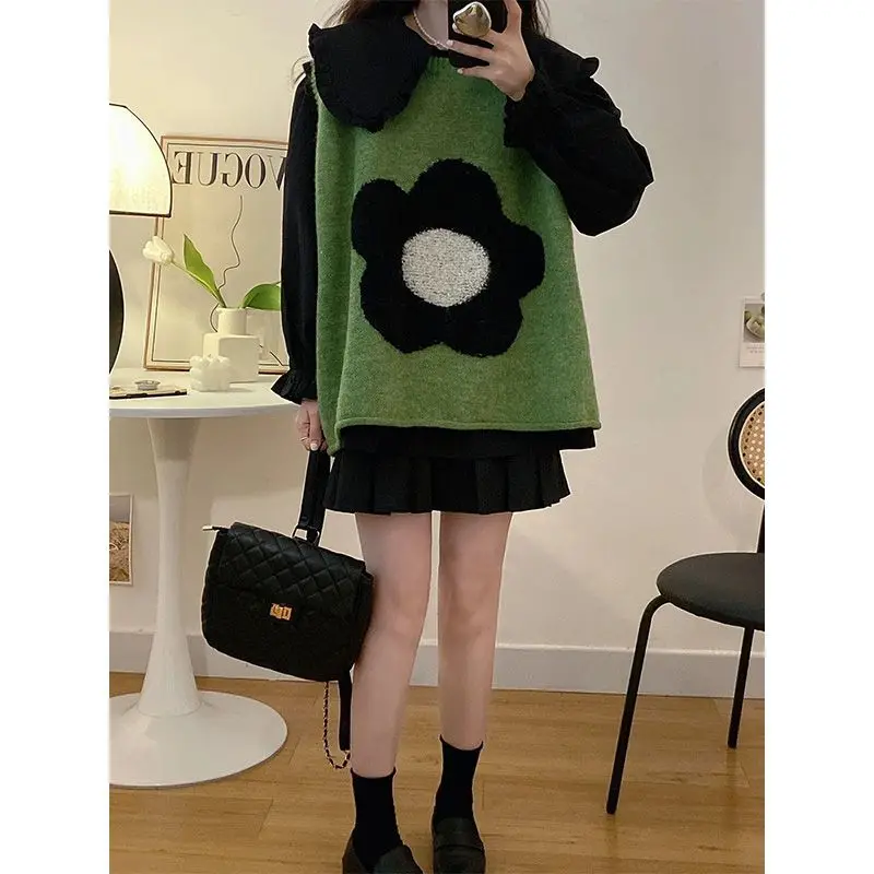 Korea Three Piece Suit  Women'S Vest + White Casual Shirt + Black Pleated Skirt Chic Female Suit Spring Autumn Winter
