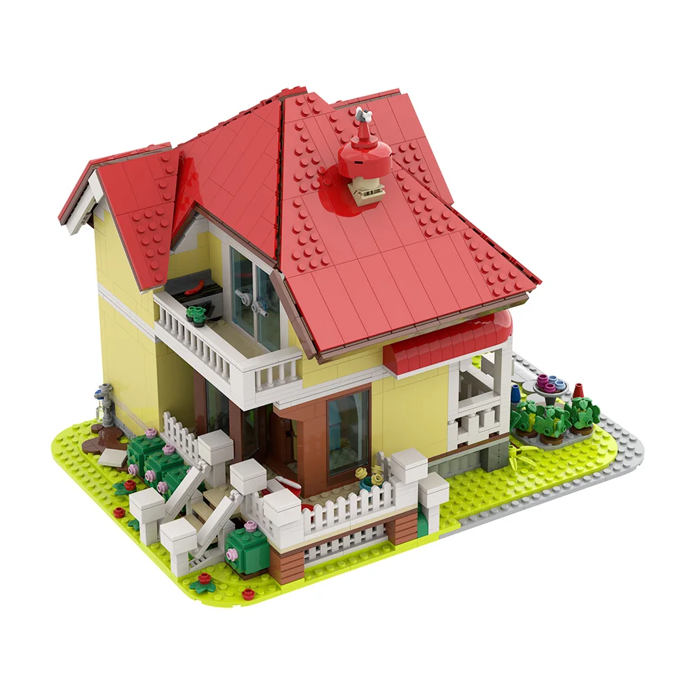 MOC الكرتون منزل اللبنات كيت DIY فكرة شقة أنيمي الأسرة منزل الطوب لعبة الكبار هدية