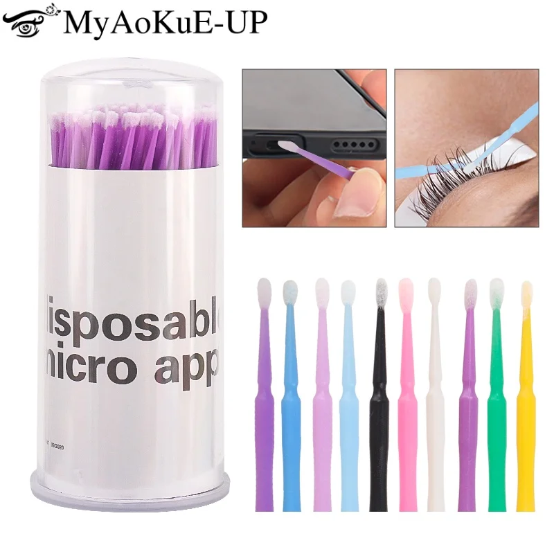 100pcs Disposable Eyelash Brush Lash Extension Micro Brushes Eyebrow Comb Mascara Applicator Plastic Stick Clean Makeup Tool