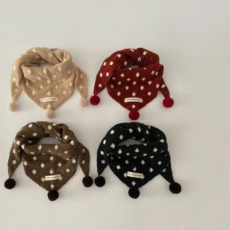 Autumn and Winter Small Polka Dot Children's Triangular Scarf, Trendy Kids' Baby Travel Warm Thickened Windproof Neck Warmer
