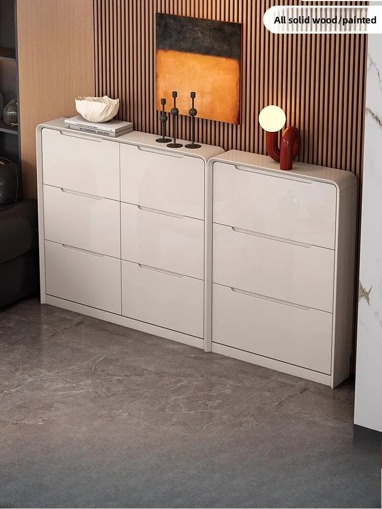 MJY Luxury Ultra-Thin Storage Entryway Cabinet Integrated Wall-Mounted Home Doorway Extra Large Capacity