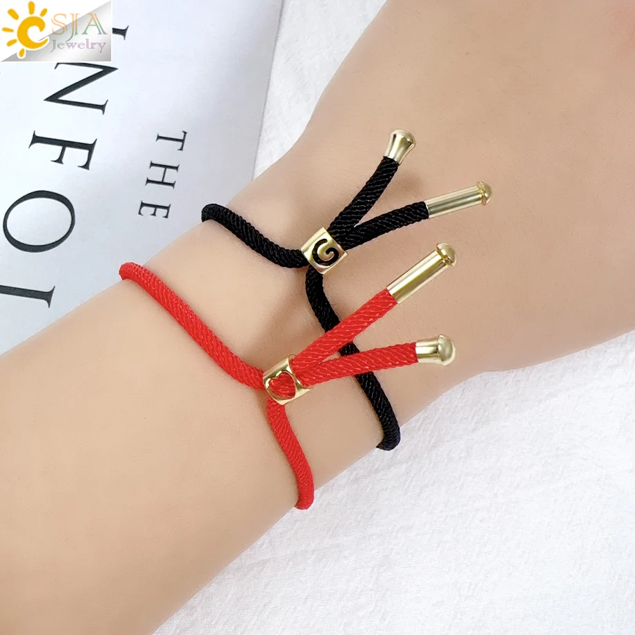 Initial Letter Rope Bracelet for Men Luxury Gold Color Heart Charm Bracelet Lucky Red Black White Adjustable Couple Gift  H444
