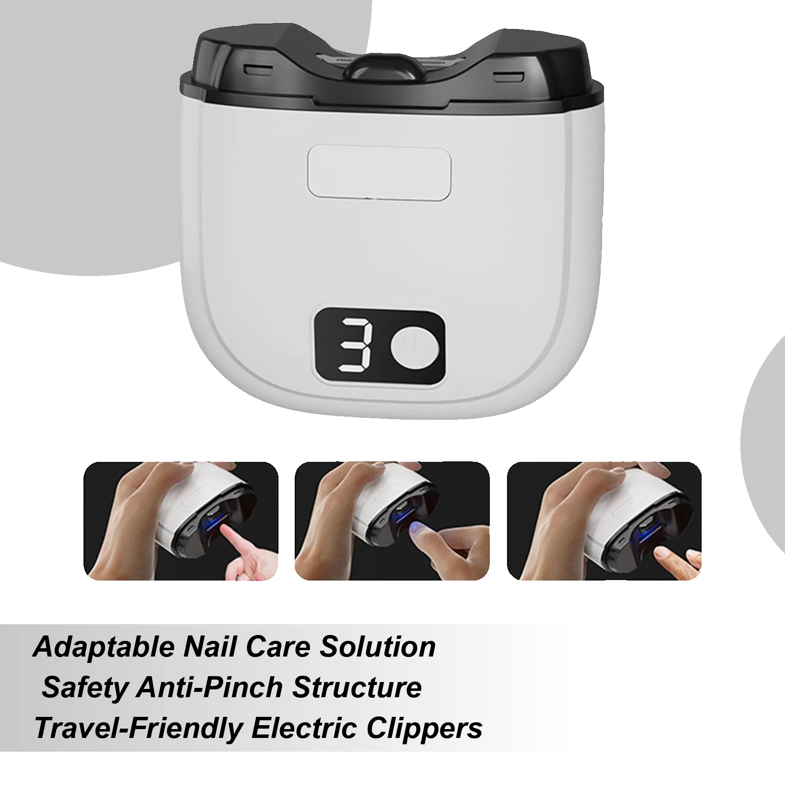 

Electric Nail Clippers 3-Speed Adjustment Type-C Charging Nail Cutter Automatic Toenail Trimmer for Kids Adults Seniors Men