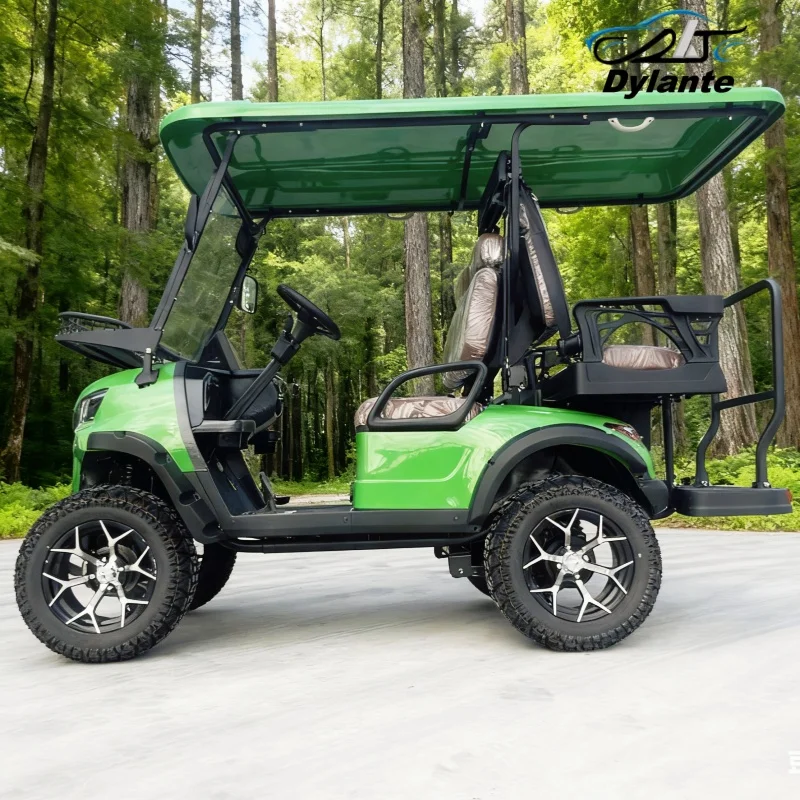 Factory Direct Sales Chinese Golf Cart Motorized Electric Golf Cart Golf Buggy Black Upholstered Seat Golf Bag Straps And Basket