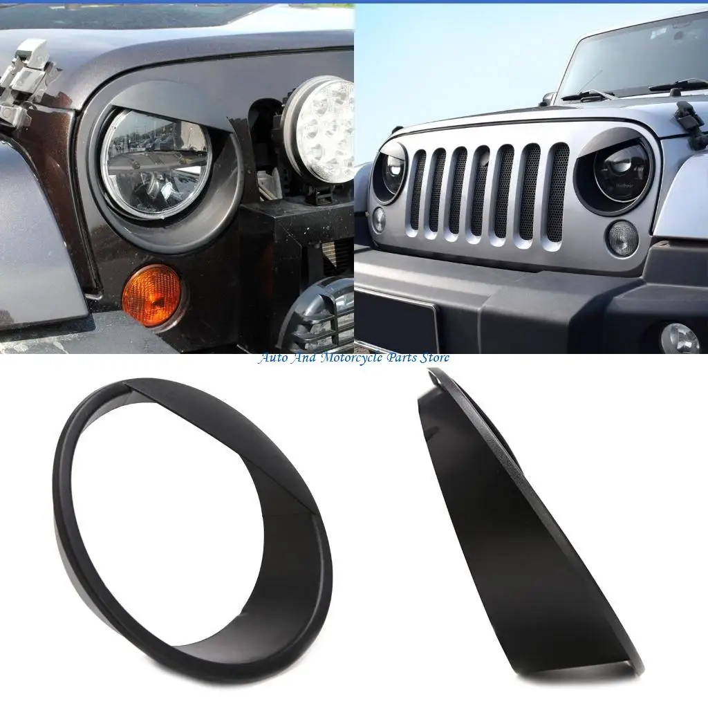 

P9FD Black Bezels Front Light Headlight Trim Cover for for Wran