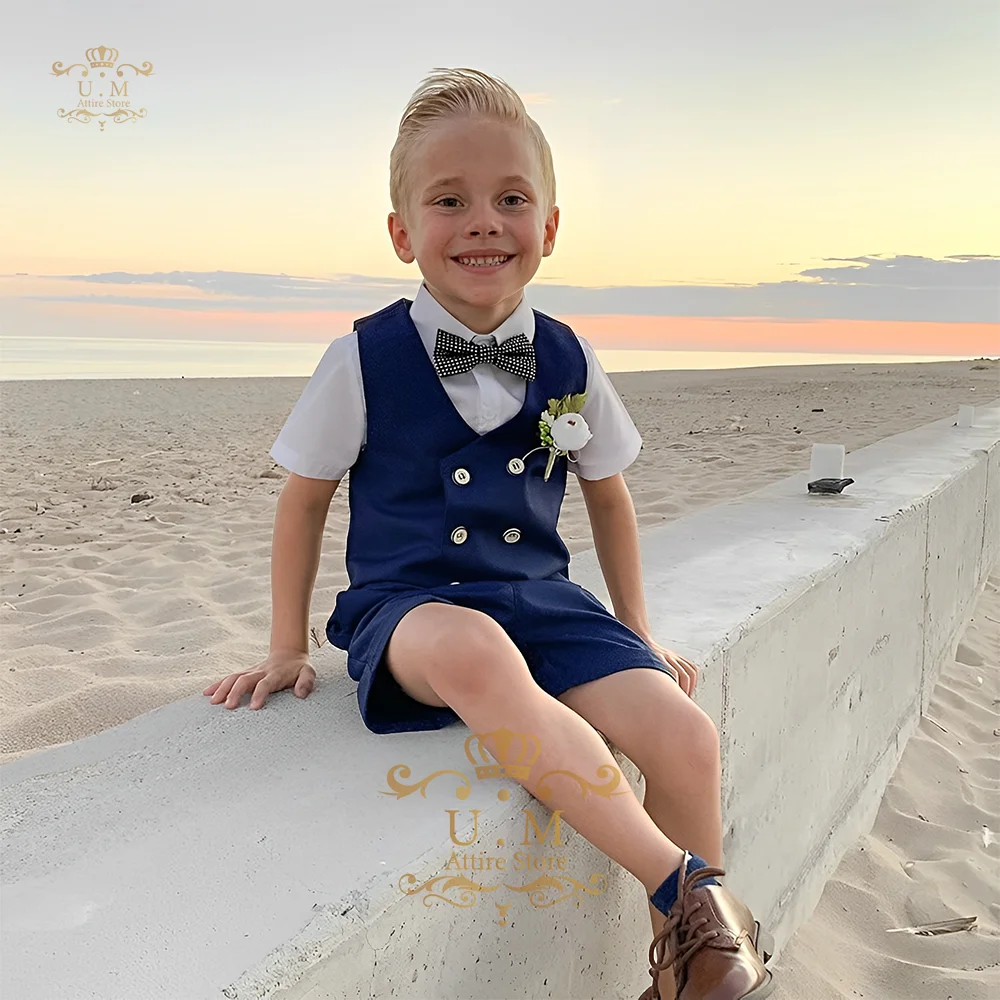 Jongens 2-delige Pak (Vest + Korte Broek) Zomer Strand Kinderkleding Custom Kids Smoking Voor Bruiloft Pageboy Bal Feest Verjaardagscadeau