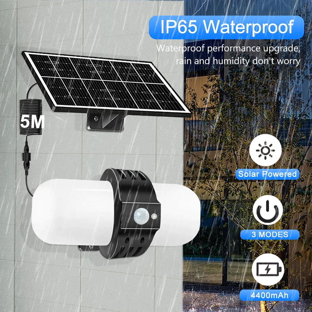 D2 LED Solar Barn Lights Motion Sensor Outdoor Solar Security Street Lights Waterproof 3 Modes Flood Lights Garden Porch Decor