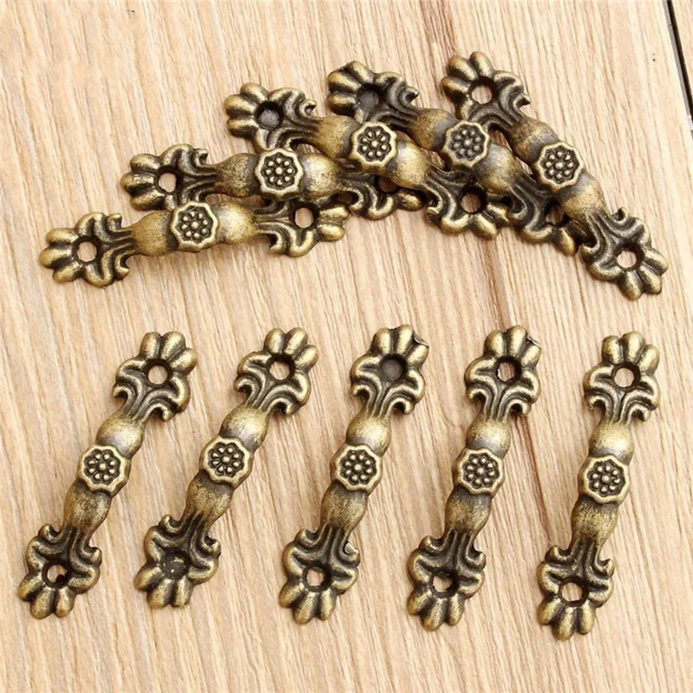 10 Pcs Jewelry Boxes Handles Antique Bronze Wardrobes Door Handles Zinc Alloy Drawer Handles For Decorative Jewelry Boxes