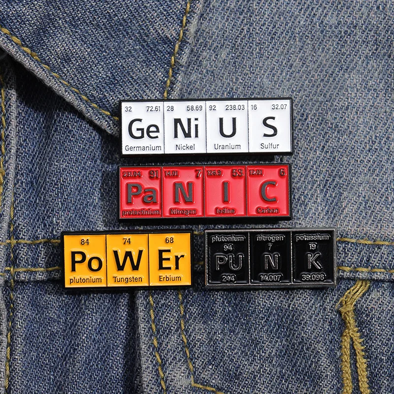 創造的な化学元素周期表シリーズブローチピン金属合金エナメルバッジ学生アクセサリーコート装飾小道具