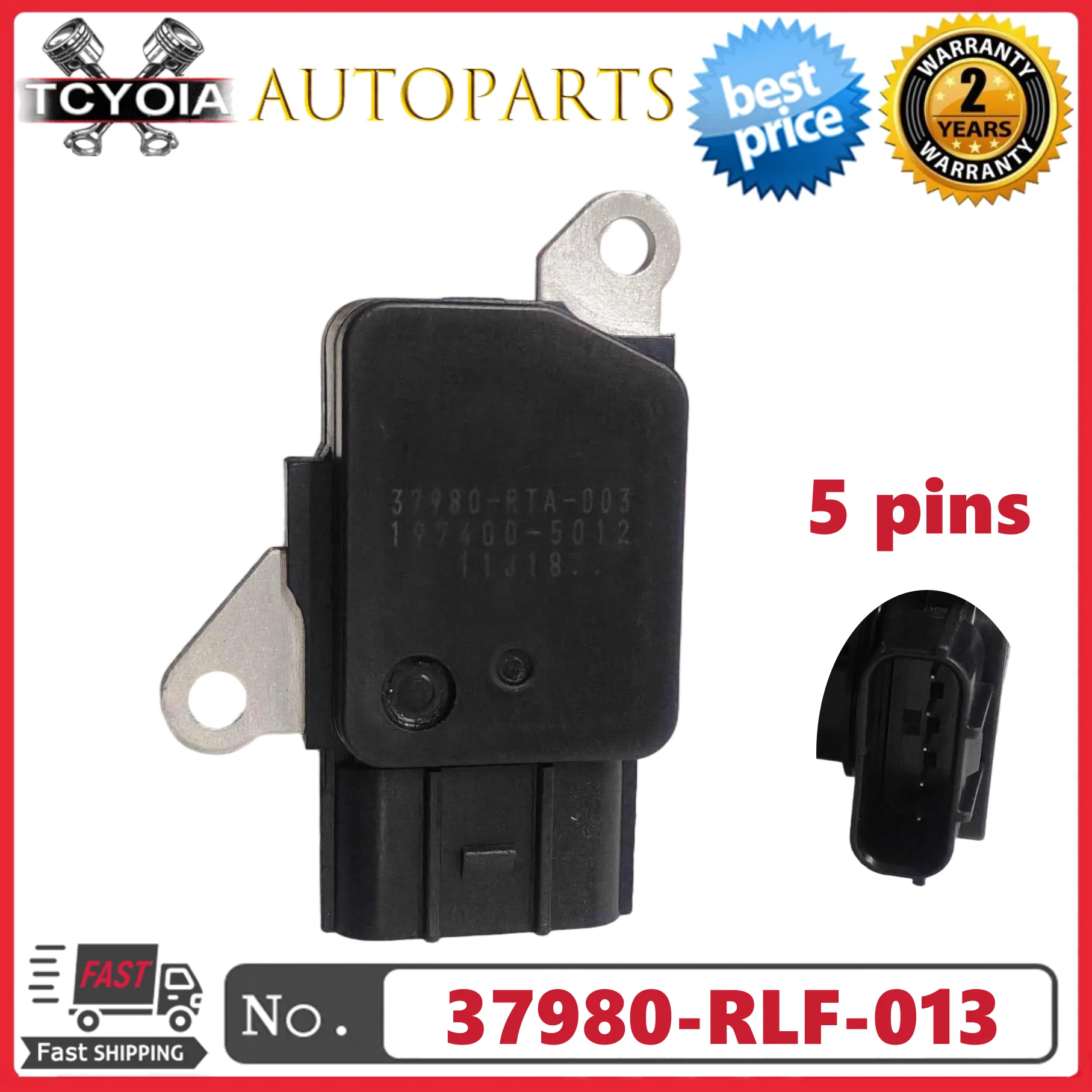 

Mass Air Flow Meter Sensor 37980-RLF-013 37980-R11-A01 197400-5012 for Honda Civic Accord CR-V Acura TSX ILX