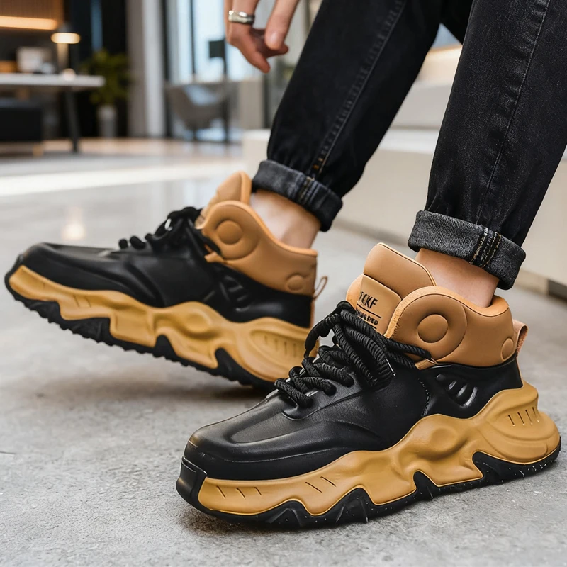 Men's casual sports shoes fashion versatile four season comfortable wear-resistant thick sole anti slip fashion casual sneakers