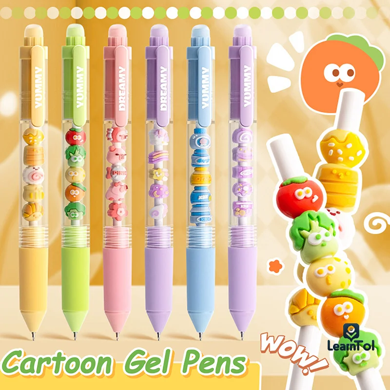 2 pçs caneta kawaii canetas esferográficas coloridas 0.5mm imprensa gel canetas bonito diy pulseira assinatura canetas ferramentas de escrita material escolar