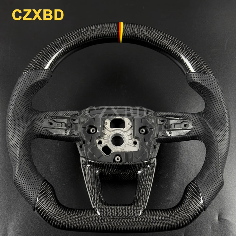 For Audi B9.5 S4 S5 Q7 Q8 2022 2023 2024 2025 Real Carbon Fiber Steering Wheel High Quality Sport Customized