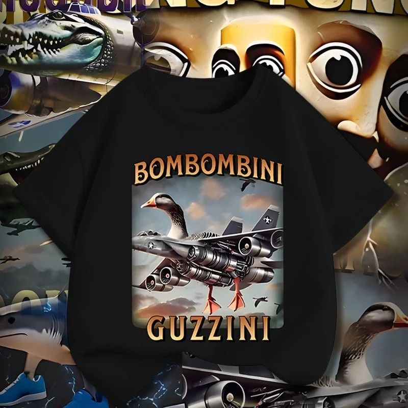 

Bombardiro Crocodilo Crocodile Plane Bomber Funny Meme T-shirt Men Women Summer Casual Cotton Comfort Short Sleeve T Shirts Tops